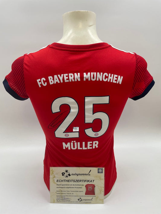 Bayern München Frauentrikot Thomas Müller signiert Autogramme Bundesliga 36-38 S