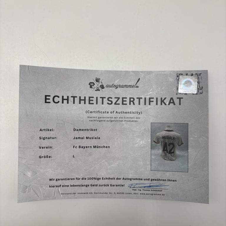 Bayern München Damentrikot Jamal Musiala signiert Autogramm Adidas COA L