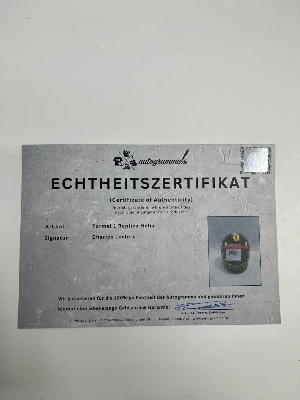 Charles Leclerc Formel 1 Replica Helm signiert Autogramm COA 1:1