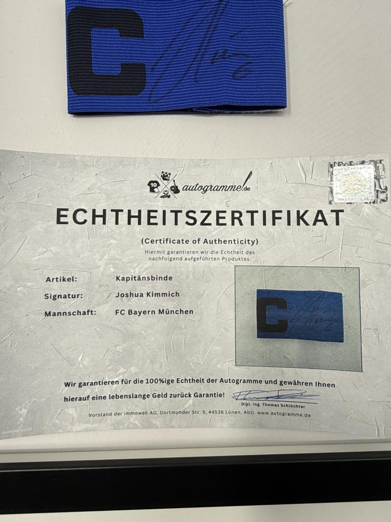 Kapitänsbinde Joshua Kimmich signiert im Rahmen Deutschland Autogramm COA