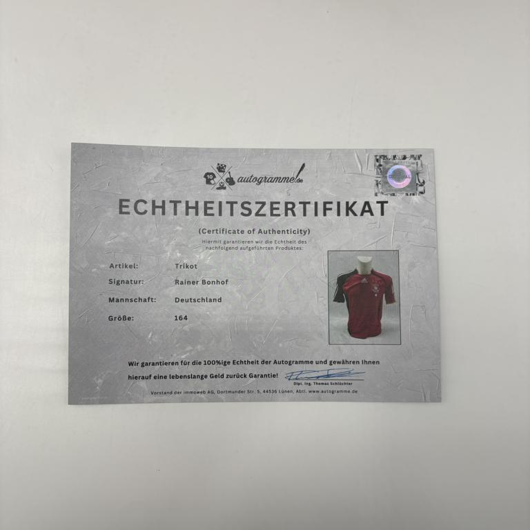 DFB Trikot Rainer Bonhof signiert Adidas COA 164