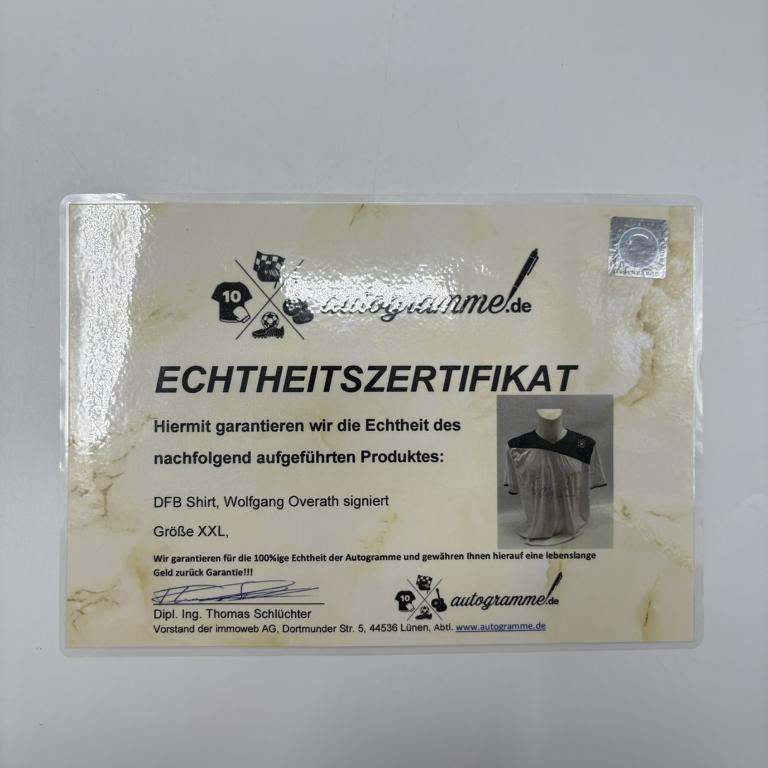 DFB Trainingsshirt Wolfgang Overath signiert COA Deutschland Autogramm XXL