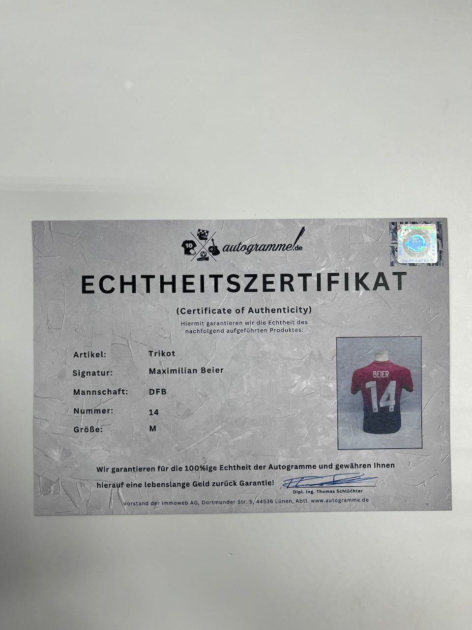 DFB jersey Maximilian Beier signed Adidas COA Germany Autograph M
