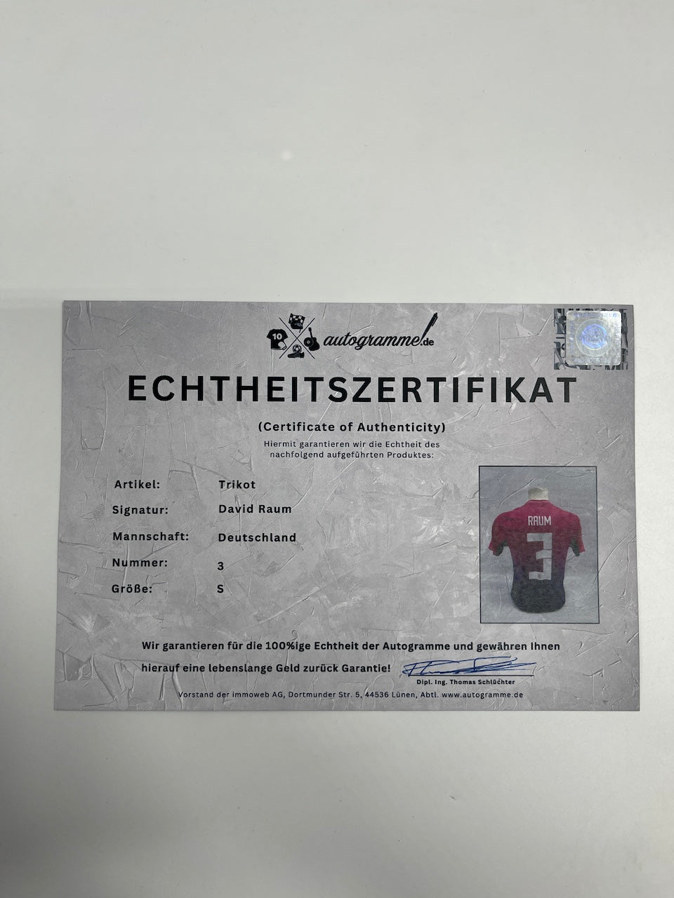 DFB Trikot David Raum signiert Adidas COA Deutschland Autogramm S