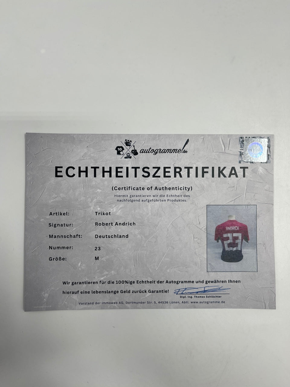 DFB Trikot Robert Andrich signiert Adidas COA Deutschland Autogramm M