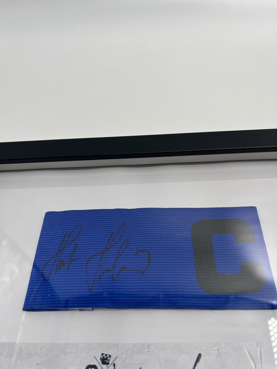 Captain's armband Horst Hrubesch signed in the frame DFB football autograph COA