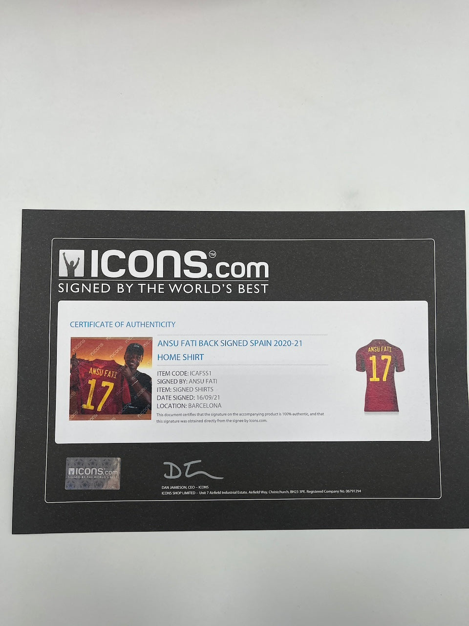 Spanien Trikot Ansu Fati signiert Adidas COA Autogramm XL