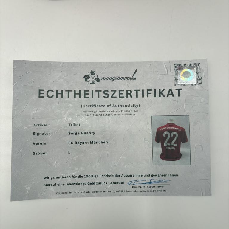 Bayern München Serge Gnabry signiert Autogramm Adidas COA L