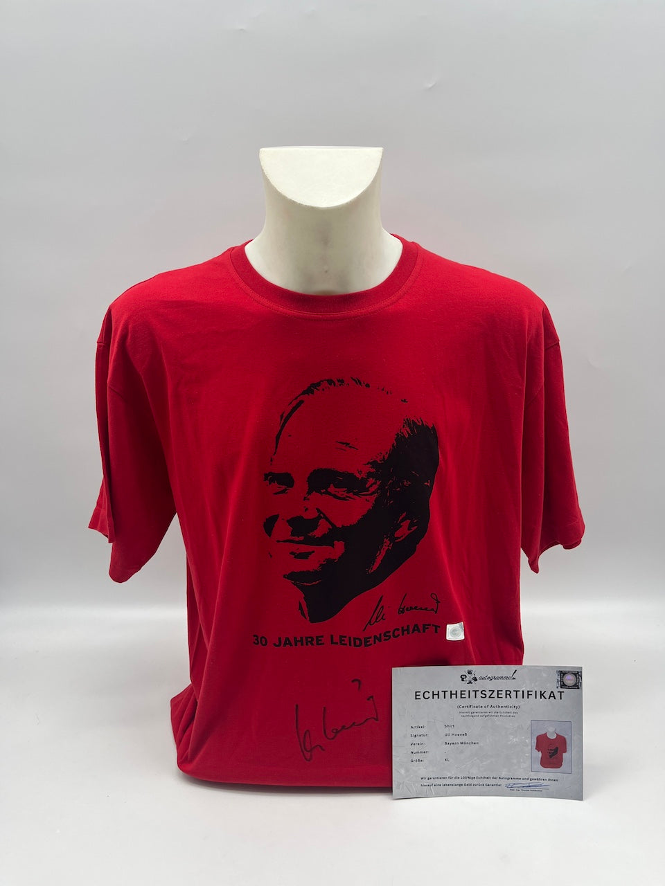 Bayern München T-Shirt Uli Hoeneß signiert Autogramme FCB XL