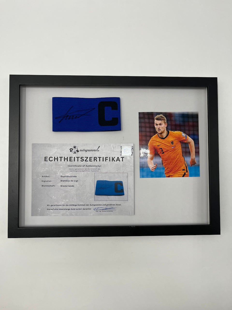 Kapitänsbinde Matthijs de Ligt signiert im Rahmen Niederlande Autogramm COA