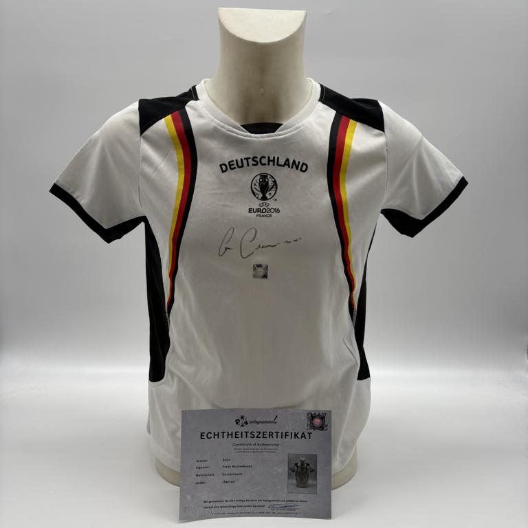 DFB Fanshirt EM 2016 Franz Beckenbauer signiert Adidas COA Deutschland DFB Kaiser 158/164