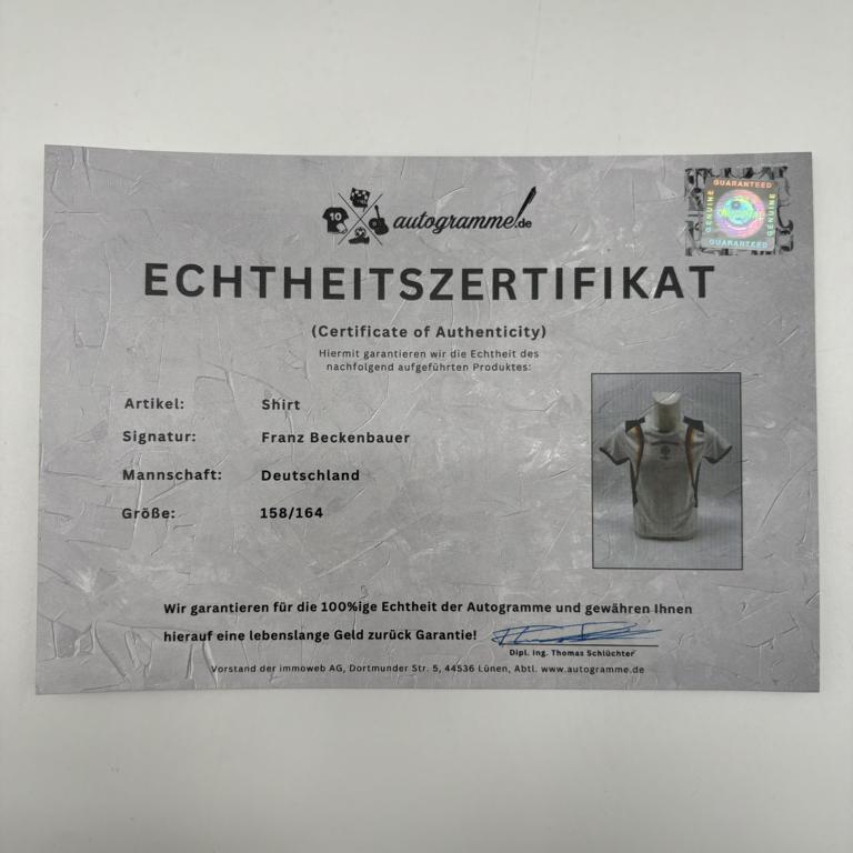 DFB Fanshirt EM 2016 Franz Beckenbauer signiert Adidas COA Deutschland DFB Kaiser 158/164