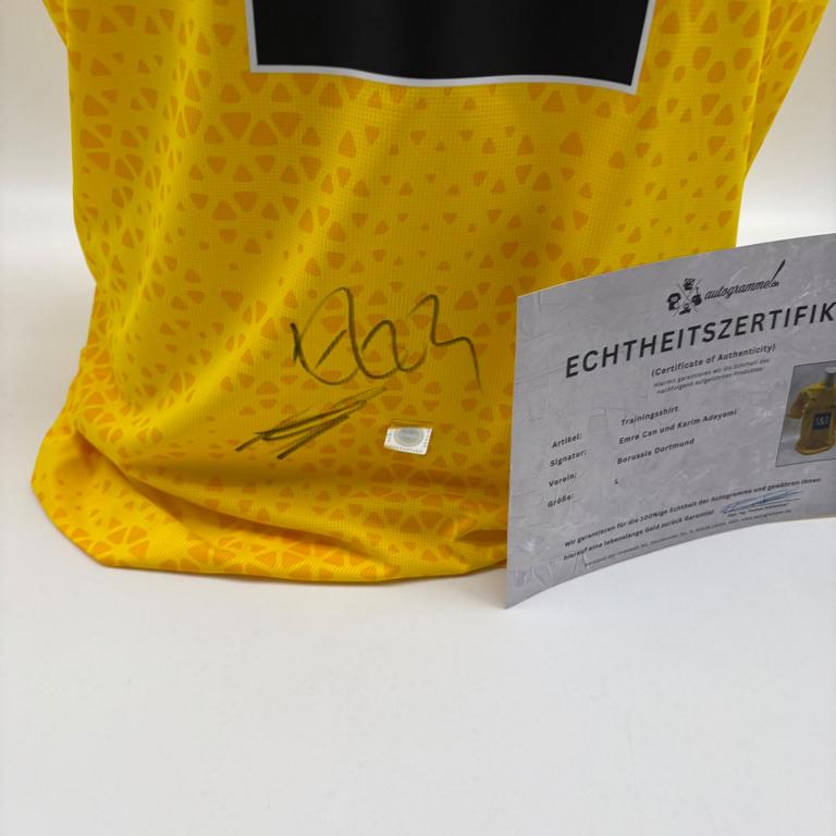 Borussia Dortmund Trainingsshirt Emre Can und Karim Adeyemi signiert Puma COA Autogramm L