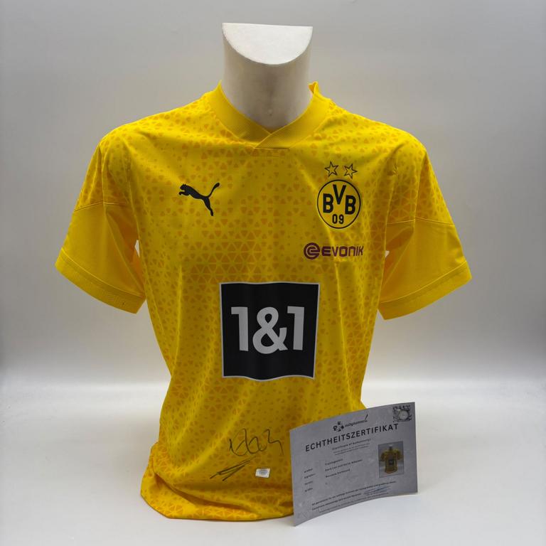 Borussia Dortmund Trainingsshirt Emre Can und Karim Adeyemi signiert Puma COA Autogramm L