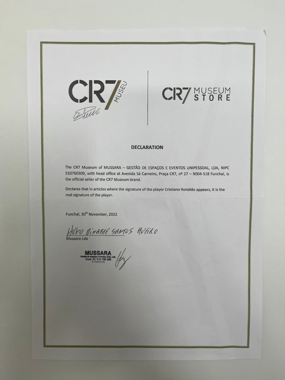 Al Nassr FC jersey Cristiano Ronaldo signed autograph COA football XXL