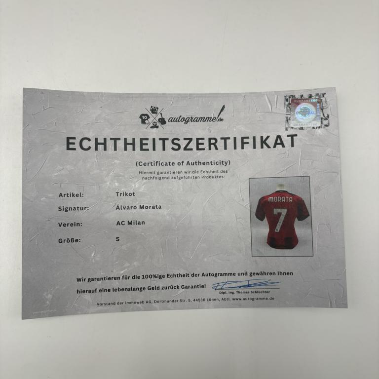 AC Mailand Authentic-Trikot Alvaro Morata signiert Autogramm Puma COA S