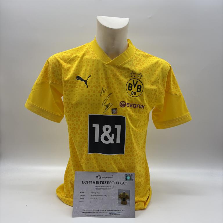 Borussia Dortmund Trainingsshirt Salih Özcan und Julian Reyerson signiert Puma COA Autogramm L