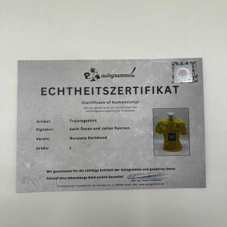 Borussia Dortmund Trainingsshirt Salih Özcan und Julian Reyerson signiert Puma COA Autogramm L