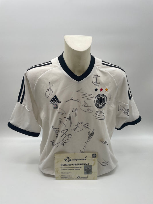 Deutschland Trikot WM 2002 Teamsigniert DFB Fußball Autogramm COA Adidas Neu L