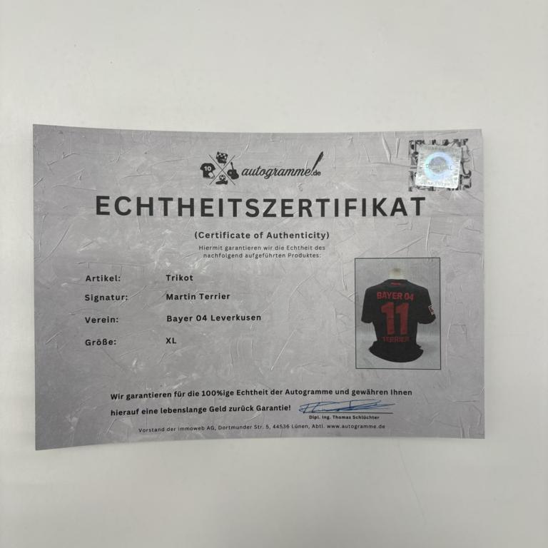 Bayer Leverkusen Trikot Martin Terrier signiert New Balance COA Autogramm XL