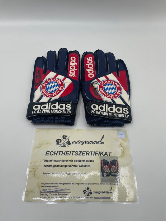 Torwarthandschuhe Sepp Maier signiert Autogramm Bayern Unterschrift Adidas Neu