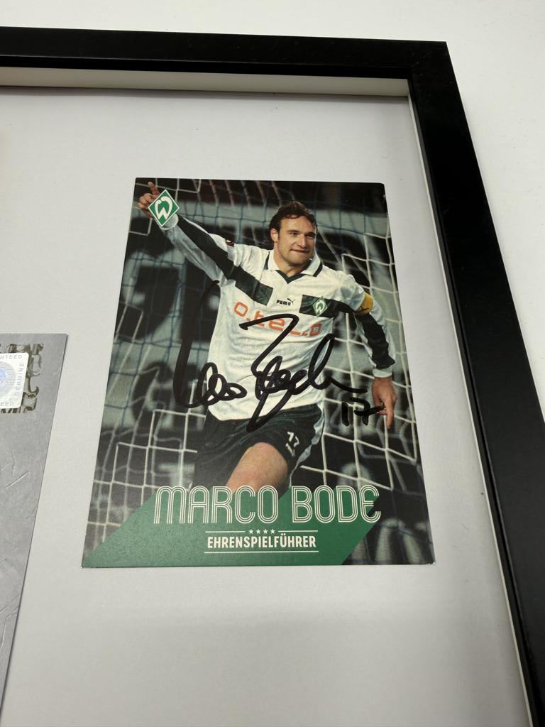 Kapitänsbinde Marco Bode signiert im Rahmen Werder Bremen COA Fußball