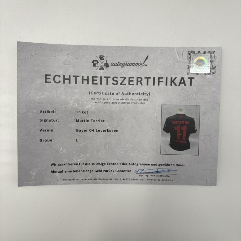 Bayer Leverkusen Trikot Martin Terrier signiert New Balance COA Autogramm L