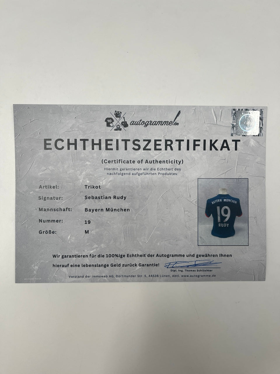Bayern München Trikot Sebastian Rudy signiert Autogramme Adidas M