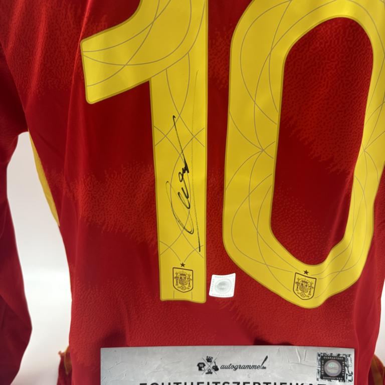 Spanien Trikot langarm Dani Olmo signiert Adidas COA Autogramm M