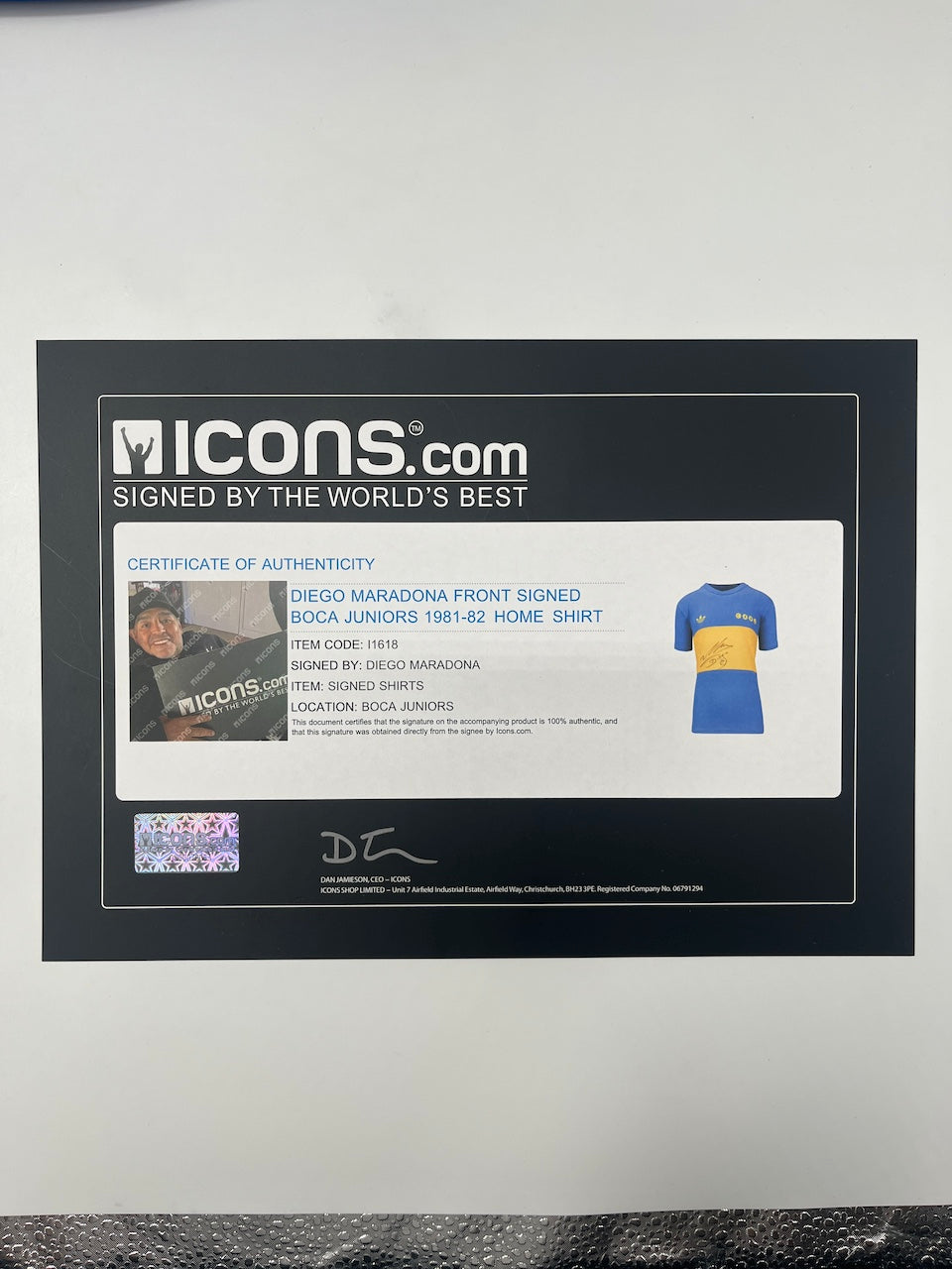 Boca Junior Trikot Diego Maradona signiert Autogramm COA L