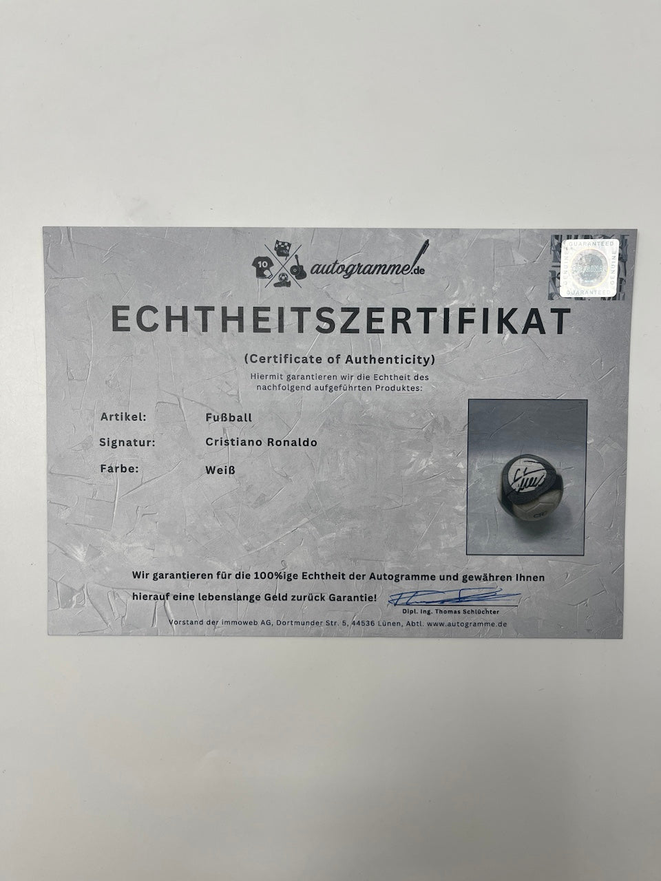 Fußball Cristiano Ronaldo signiert Portugal Fußball Real Madrid Autogramm CR7