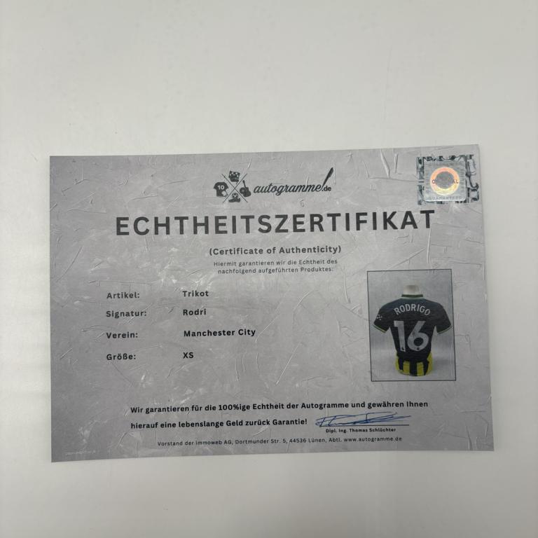 Manchester City Trikot Rodri signiert Autogramm Puma COA neu XS