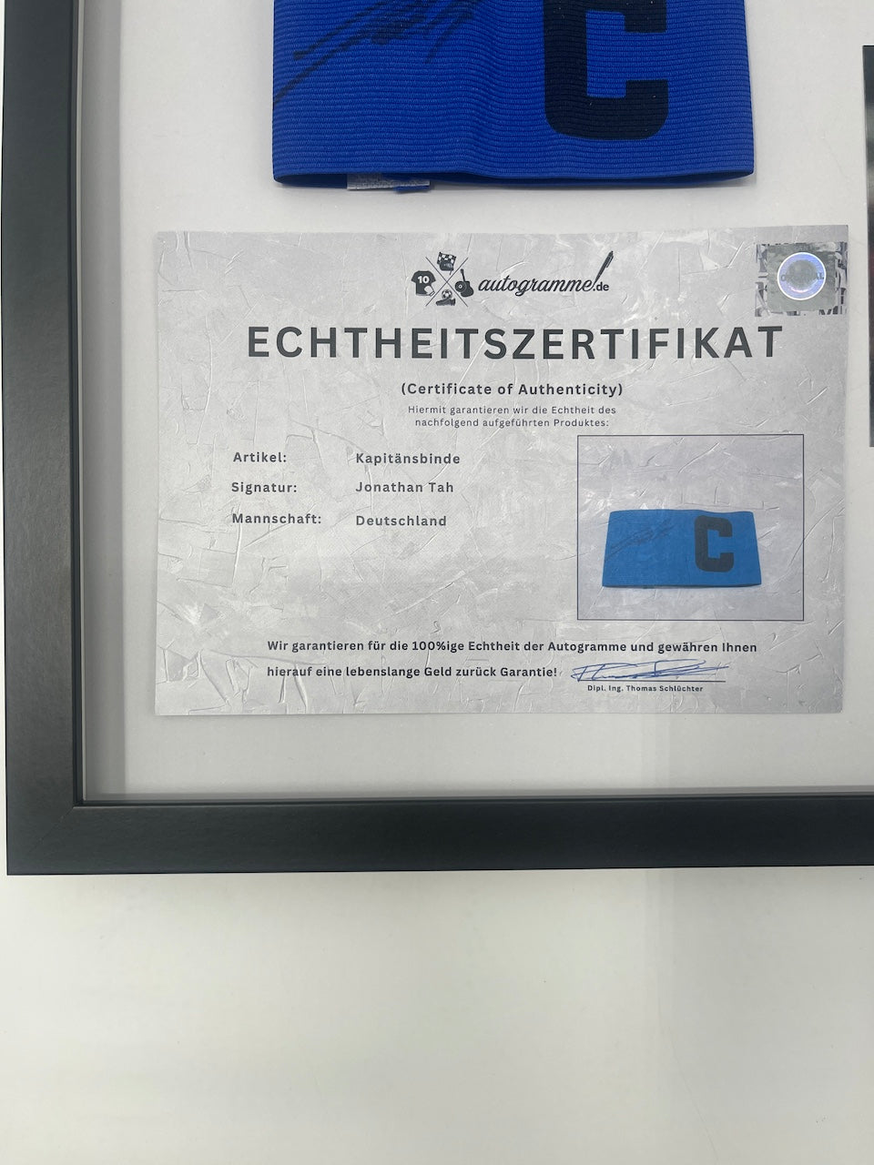 Kapitänsbinde Jonathan Tah signiert im Rahmen DFB Fußball Autogramm neu
