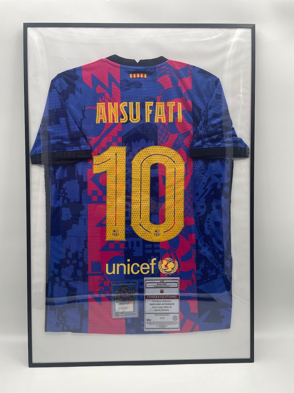 Limited tops collection card Ansu Fati signed as part of + FC Barcelona jersey