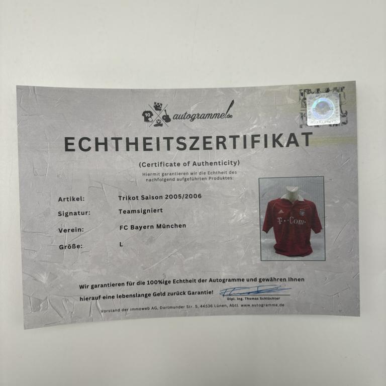 Bayern München Trikot 2005/2006 Teamsigniert Autogramm COA Adidas L