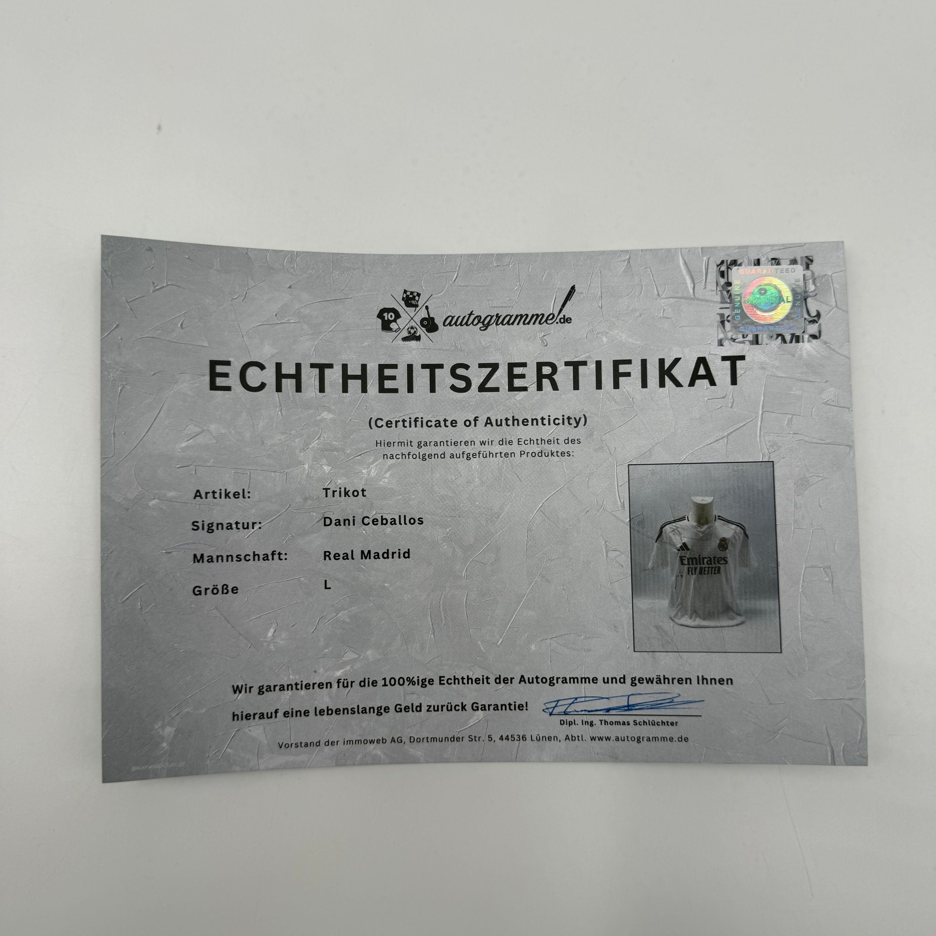 Real Madrid Trikot Dani Ceballos signiert Autogramm Adidas COA L