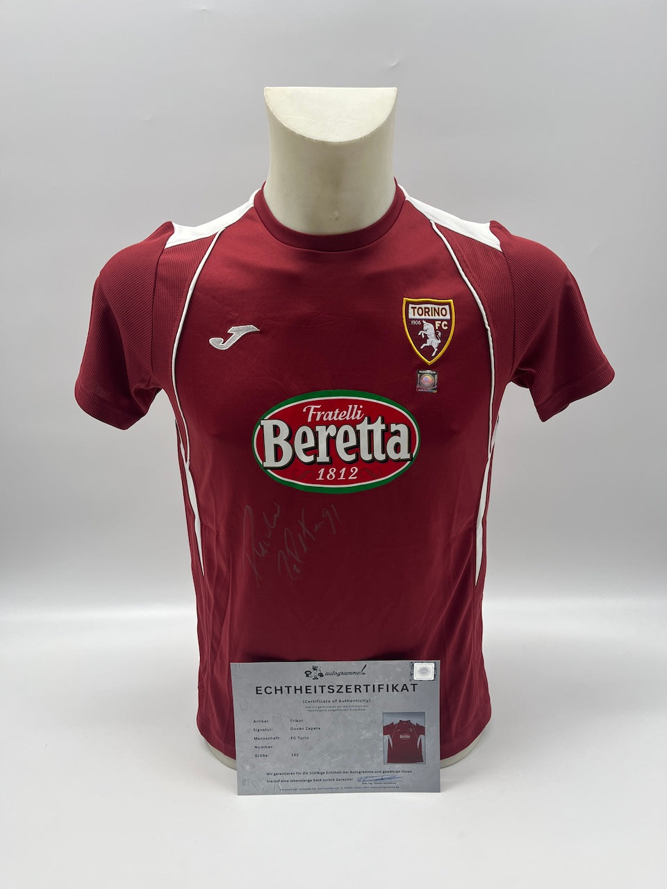 FC Turin jersey Duvan Zapata signed autograph COA 2XS