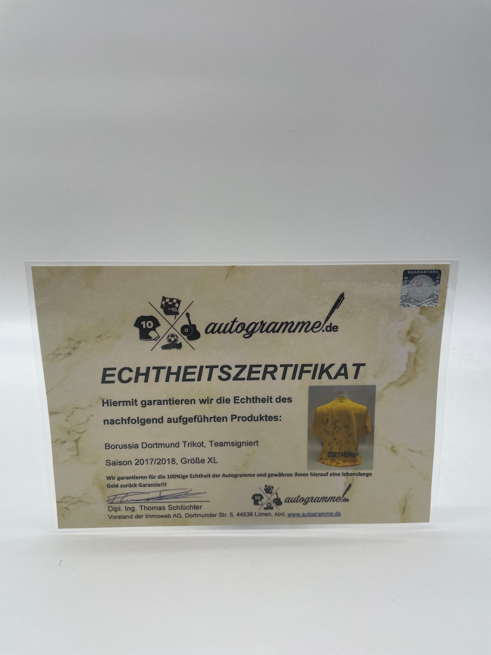 BVB jersey 2017/2018 team signed Borussia Dortmund Coa Bundesliga Puma XL