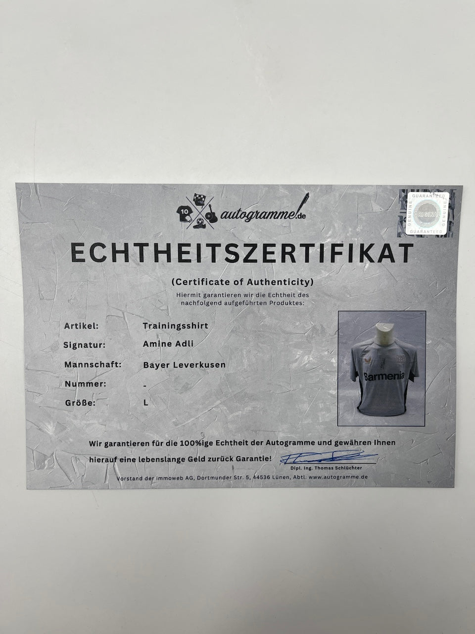 Bayer Leverkusen Trainingsshirt Amine Adli signiert Castore L