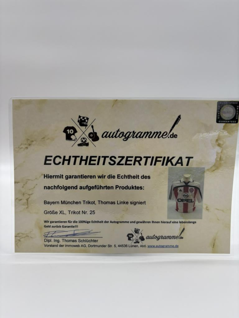 Bayern Munich jersey Thomas Linke signed autographs Bundesliga adidas XL