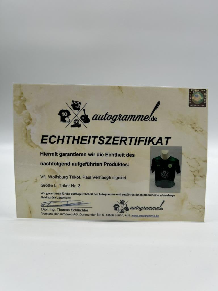VfL Wolfsburg jersey Paul Veraigh signed autograph Bundesliga Nike L