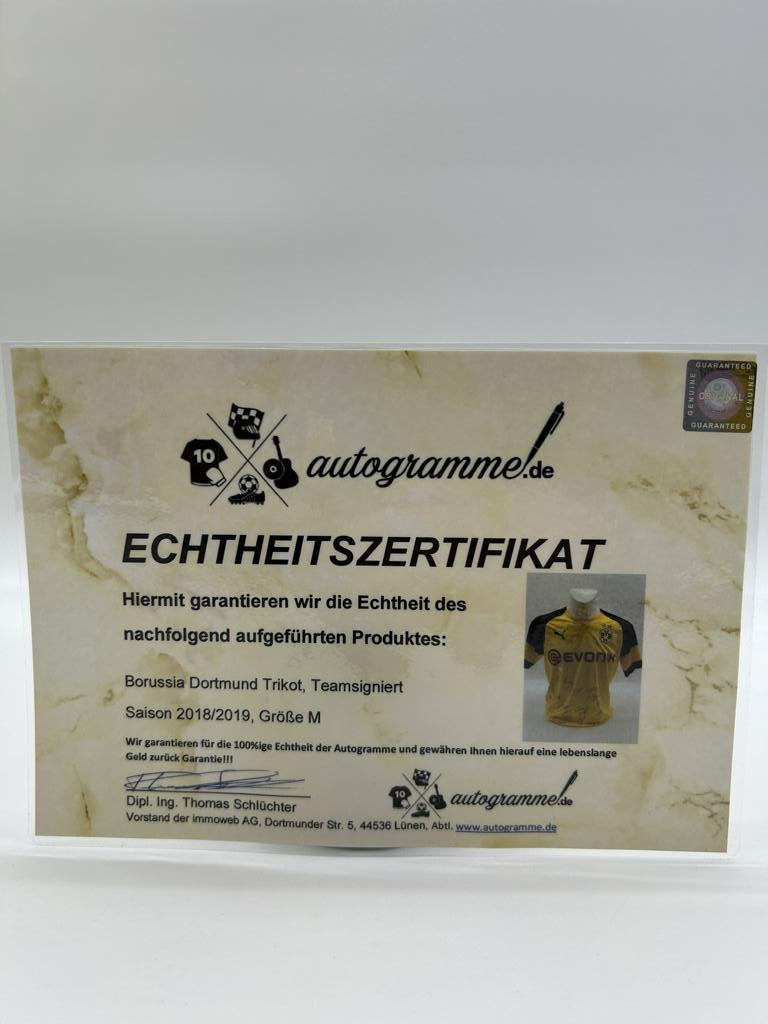 BVB Trikot 2018/2019 team signed Borussia Dortmund Coa Neu Puma M