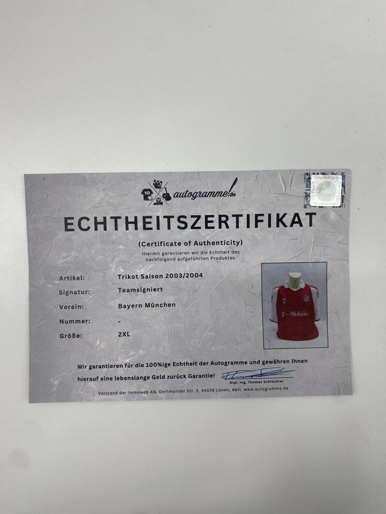Bayern München Trikot 2003/2004 Teamsigniert Autogramm COA Adidas 2XL