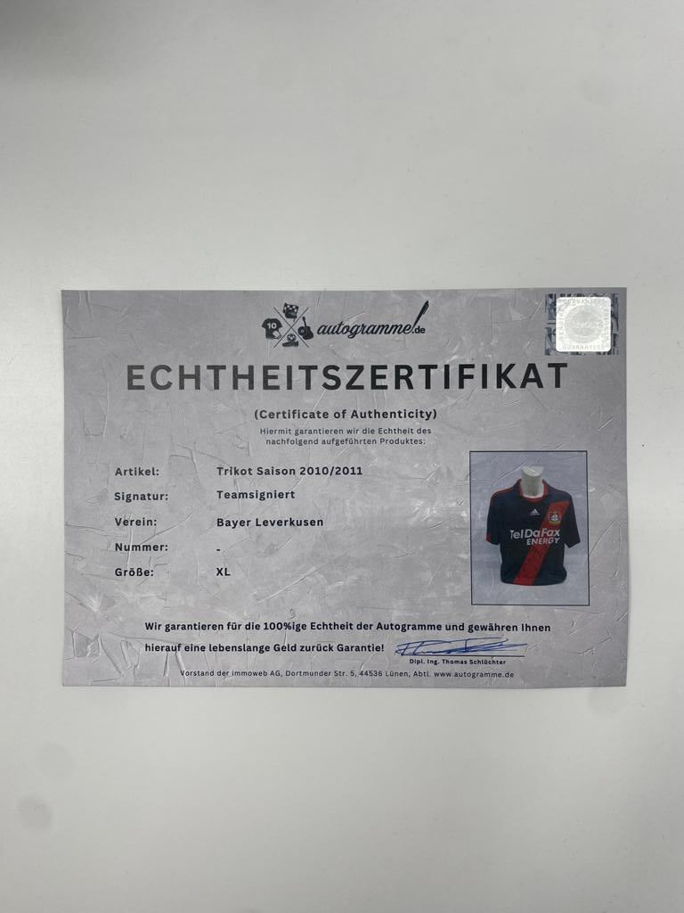 Bayer Leverkusen Trikot 2010/2011 Teamsigniert Autogramm COA Adidas XL