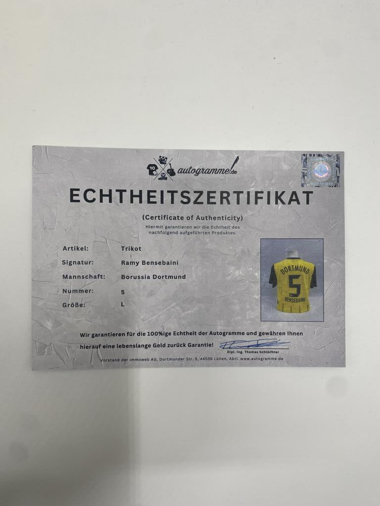 Borussia Dortmund Trikot Ramy Bensebaini signiert Puma COA Autogramm L