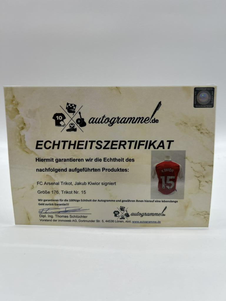 FC Arsenal jersey jakub kiwior signed adidas coa autograph 176