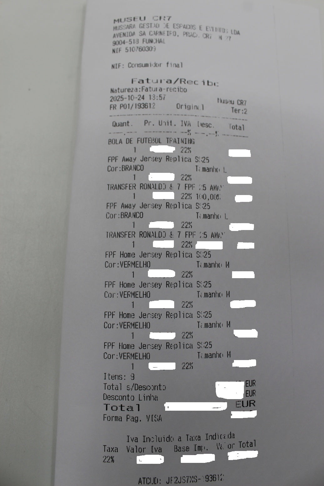 Portugal Trikot Cristiano Ronaldo signiert Autogramm COA Fußball weiß L