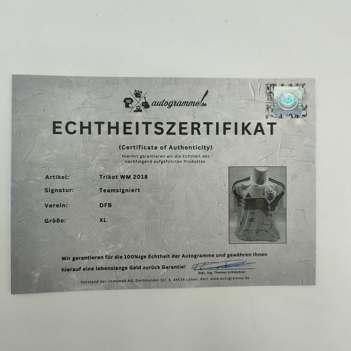 Deutschland Trikot WM 2018 Teamsigniert DFB Adidas XL