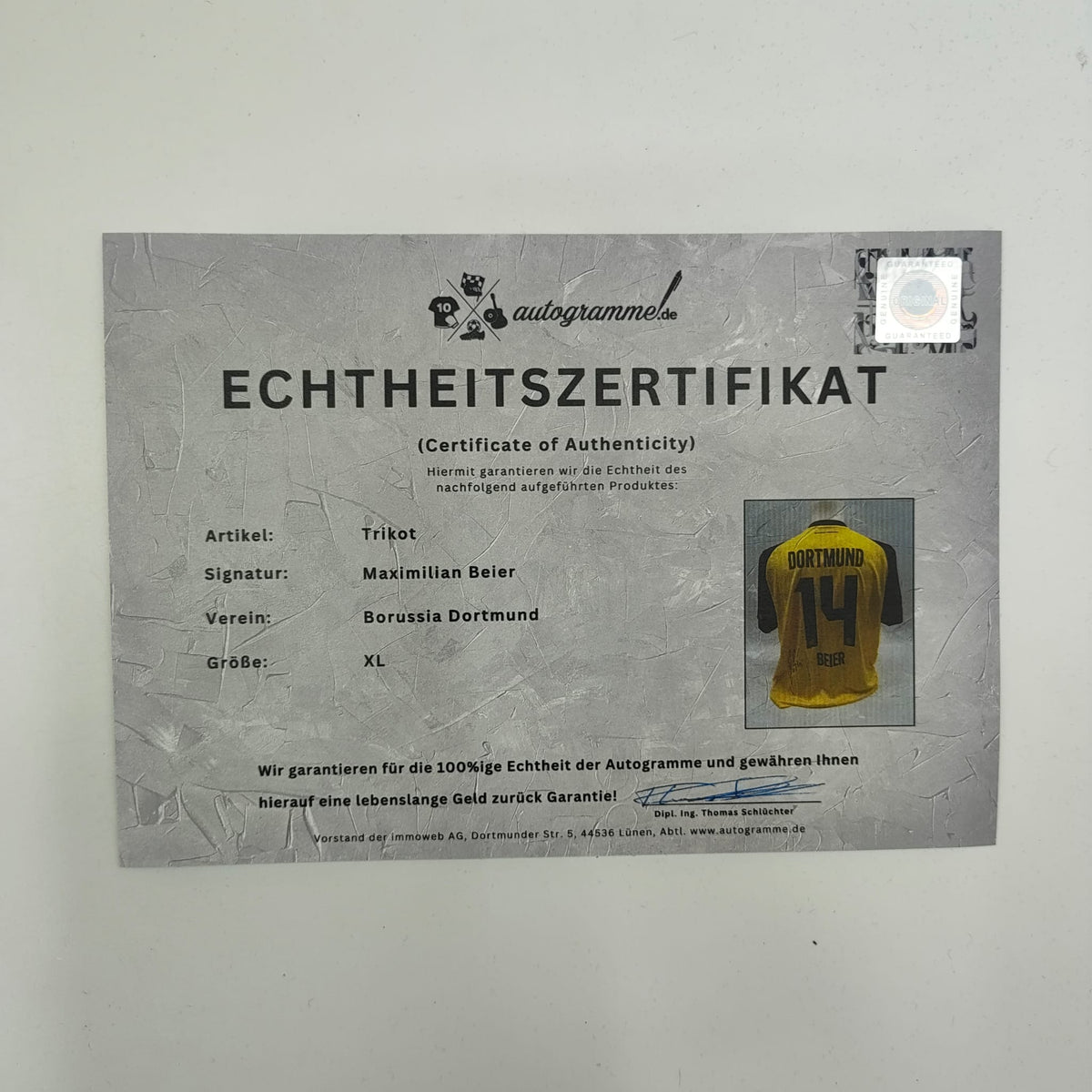 Borussia Dortmund Trikot Maximilian Beier signiert BVB neu Puma XL 2025/2026