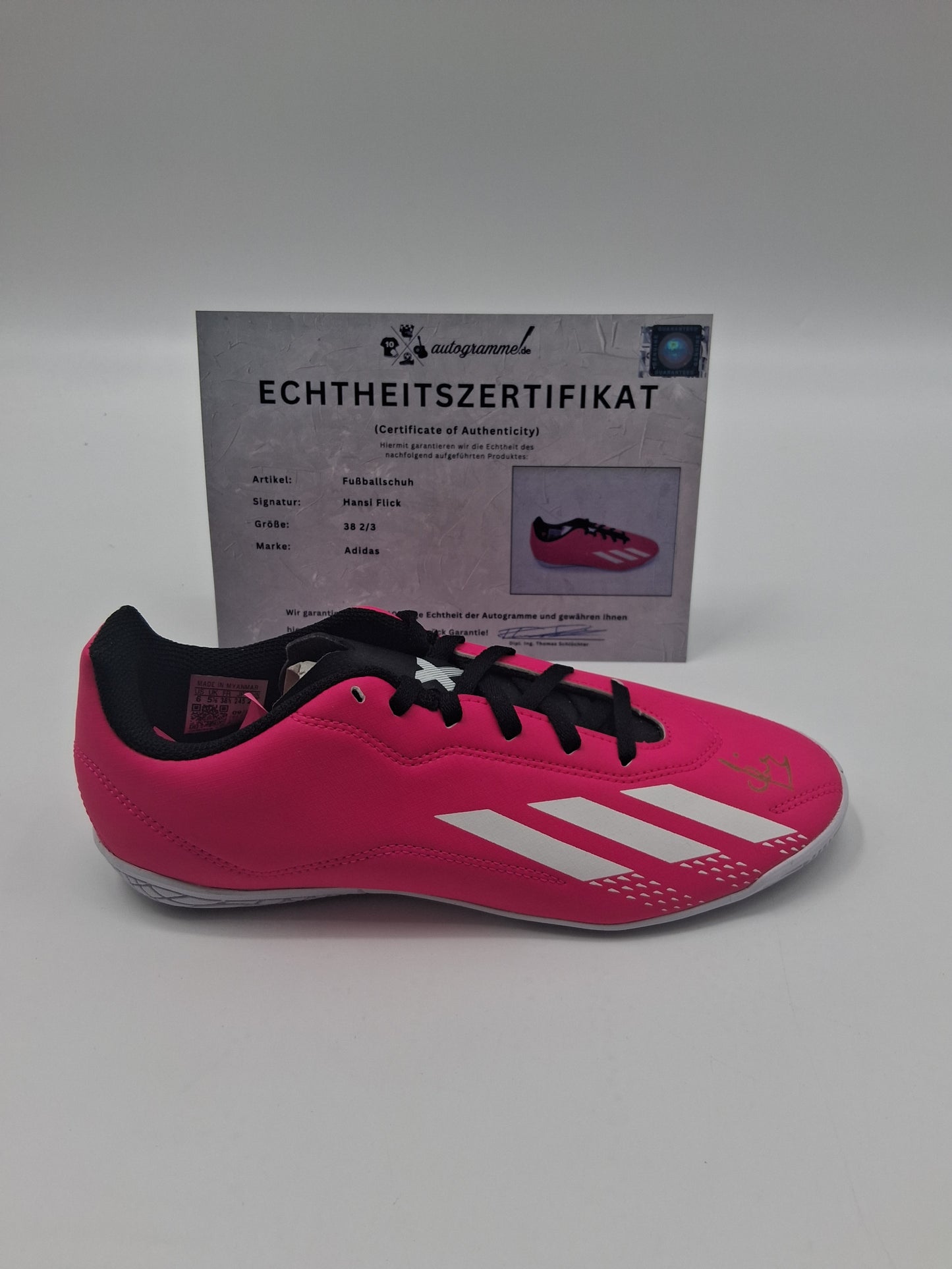 Fußballschuh Hansi Flick signiert Autogramm Bundesliga Adidas 38 2/3